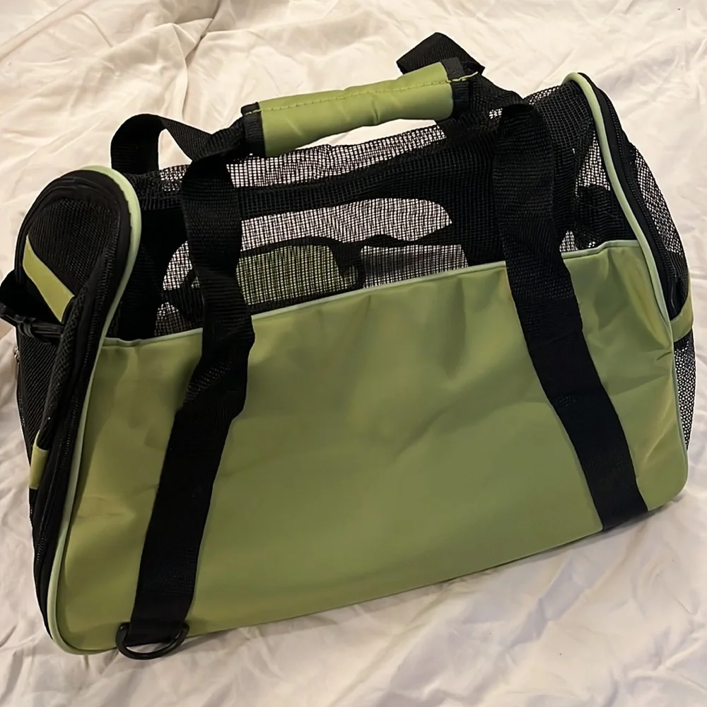 Small Pet Carrier with removable adjustable shoulder strap and phone pocket